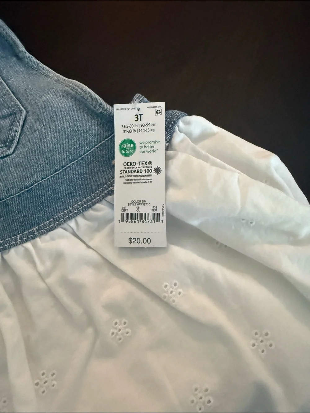 OshKosh B'gosh Light Blue Denim Top with White Eyelet Skirt Dress